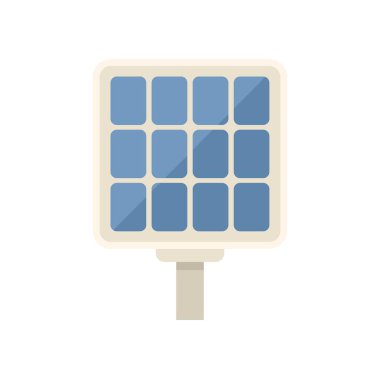 Güneş ışığını enerji, teknoloji ve ekoloji temaları için uygun elektrik düz vektör simgesine dönüştüren güneş paneli