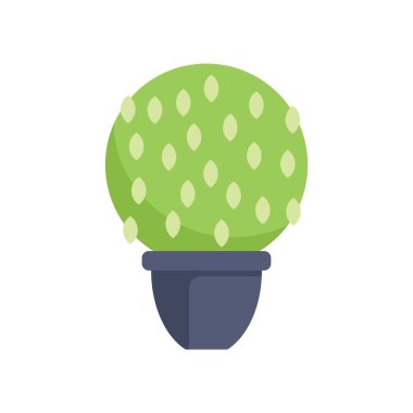 Bu vektör illüstrasyonunda, ev dekorasyonu teması için mükemmel, tencerede büyüyen birçok küçük yaprağı olan yuvarlak bir kaktüs yer almaktadır.