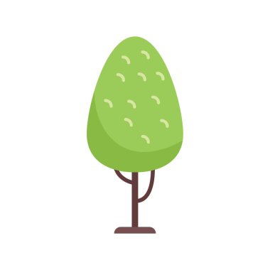 Beyaz zemin üzerinde izole edilmiş yeşil bir ağacın basit vektör çizimi, çevre veya doğa ile ilgili projeler için mükemmel