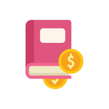 Dolar sikkeleri üreten pembe kitap, çevrimiçi eğitimli pasif gelir konsepti