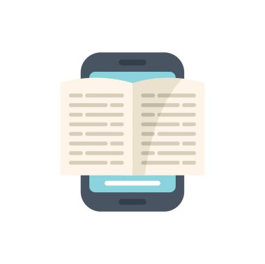 Smartphone e-kitap ve dijital kitap kavramını temsil eden açık bir kitap sergiliyor