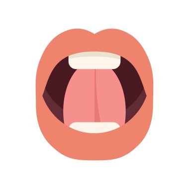 Ağız açık, dişleri ve dili gösteren karikatür çizimi iletişim, şarkı söylemek vs. gibi konular için mükemmeldir.