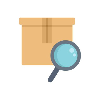 Büyüteç, paket takibini gösteren mühürlü bir karton kutuyu inceliyor.