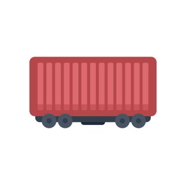 Beyaz arka planda izole edilmiş, lojistik işleri için mal taşıyan kırmızı yük vagonu.