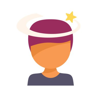 Başının etrafında dönen yıldızlarla baş dönmesi yaşayan genç insan.