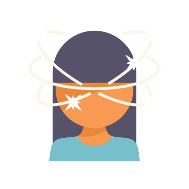 Baş dönmesi hisseden kadın hasta, baş dönmesi semptomu, sağlık problemi konsepti