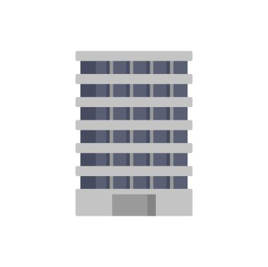 Bu vektör illüstrasyonu, kentsel ve mimari tasarımlar için mükemmel birden fazla penceresi olan modern bir şehir binasını gösteriyor.