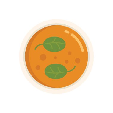 Bir kase lezzetli çorba iki fesleğen yaprağıyla süslenir.