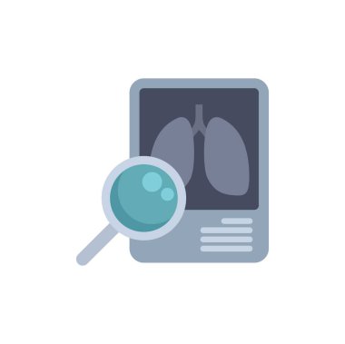 Ciğerlerin röntgenini inceleyen büyüteç, tıbbi muayene, teşhis ve sağlık hizmetlerinin görsel bir temsilini sunuyor.