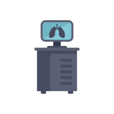 Ekranda ciğerleri gösteren röntgen cihazı, tıbbi muayene konsepti.