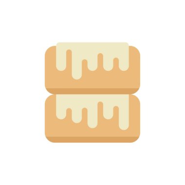 Yanlarından beyaz krema damlayan iki katlı sünger kekinin basit vektör çizimi