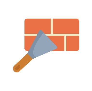 Trowel tuğla duvara çimento sürüyor. İnşaat ve taş işçiliği sergiliyor.