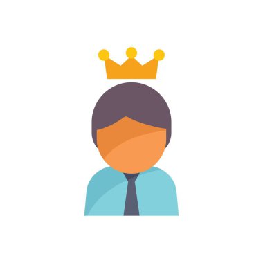 İş adamı taç takıyor, iş ve liderlikteki başarısını simgeliyor.