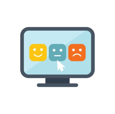 Tarafsız yüzü seçen bir imleç ile müşteri memnuniyeti anketini gösteren bilgisayar ekranı