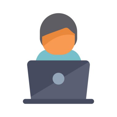 Kişi, bir ofis veya ofis ortamında çalışma ya da öğrenim görme potansiyeli olan bir dizüstü bilgisayar kullanıyor