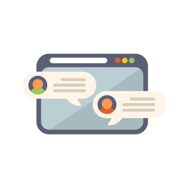 Çevrimiçi sohbet uygulaması, mesajlaşan insanları temsil eden iki konuşma baloncuğu ile görüntülenir