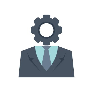 Kafasının yerine çark takmış takım elbiseli bir iş adamının kavramsal çizimi.