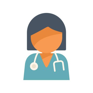 Genç bayan doktor boynuna steteskop takmış ve kendinden emin bir şekilde gülümsüyor.