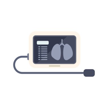 Ekranda akciğer röntgeni, sağlık ve sağlık muayenesi konseptini gösteren tıbbi cihaz