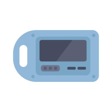 Taşınabilir tıbbi cihaz düğmeleri olan boş bir ekran gösteriyor ve hastane veya evde sağlık hizmetleri izleme cihazı kullanılıyor