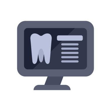 Bilgisayar monitörü dişçi randevusu için x ışını gösteriyor, diş bakımı konsepti