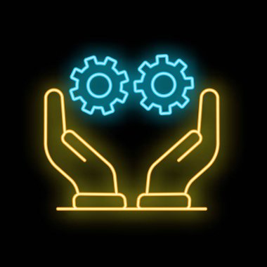Ayarlar, yapılandırma, destek veya bakım kavramını temsil eden neon simgesi