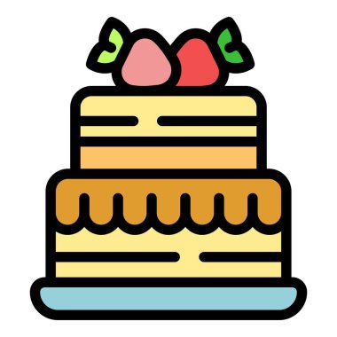 Üzerinde çilek olan lezzetli katmanlı pasta, özel durumlar için tatlı bir ikram.