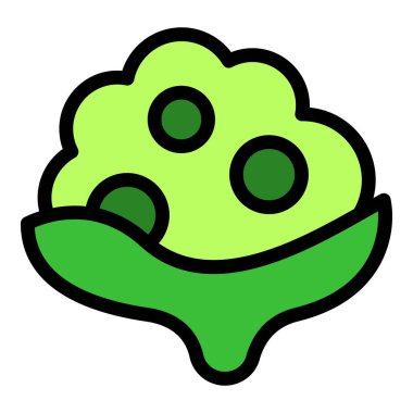 Sağlıklı besin ve sebzeleri temsil eden brokoli çiçeklerinin yetiştiği bir çizgi film ikonu.