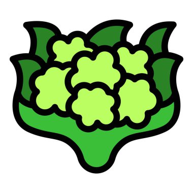 Bir çiftlikte yetişen ve hasat edilmeye ve yenmeye hazır yapraklı karnabahar ikonu.