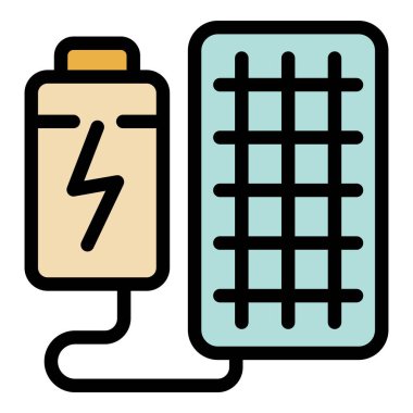 Güneş paneli, yenilenebilir ve sürdürülebilir enerji çözümlerini temsil eden bir aküyü elektrik üretiyor ve şarj ediyor