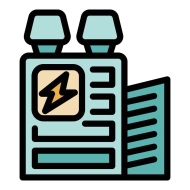 Bu renkli simge, çatıdaki güneş panelleriyle elektrik enerjisi üreten bir enerji santralini temsil ediyor.