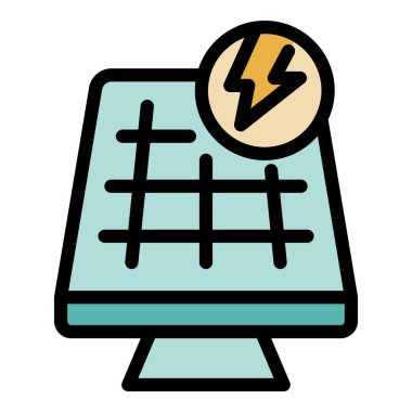 Bu renk simgesi yenilenebilir ve sürdürülebilir enerji kaynaklarını sembolize ederek elektrik üreten bir güneş panelini temsil eder