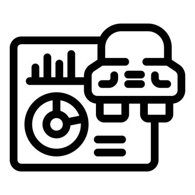 Satışları ve piyasa performansını analiz etmek için veri görselleştirme araçları kullanan bir araba galerisini temsil eden cesur ana hatlı simge