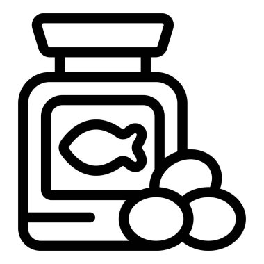 Bu basit vektör ikonu bir şişe balık yağı hapını temsil ediyor, sağlığı ve sağlığı destekliyor.