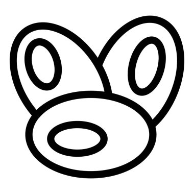 Avokado kesilerek açılmış basit bir siyah-beyaz vektör çizimi. Çukuru ve eti gösteriyor.