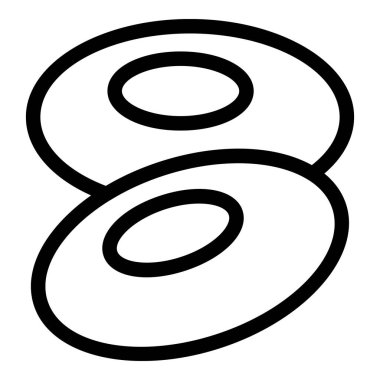 Doldurulmuş, beyaz arkaplanda izole edilmiş iki yuvarlak şekerin çizgi çizimi