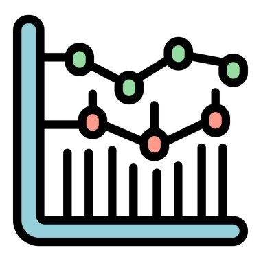 Renkli grafik tablosu farklı veri sonuçlarını çizgiler ve noktalarla gösteriyor ve karşılaştırıyor