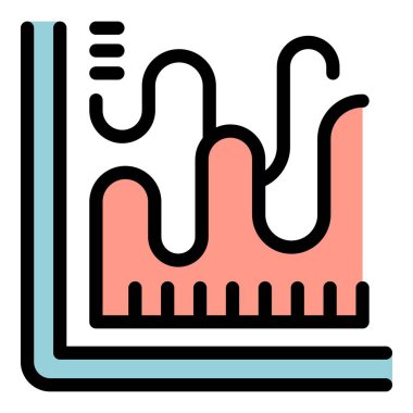 Değişen bir çizgi çizelgesi ile ilerlemeyi gösteren istatiksel bir grafiğin renkli simgesi