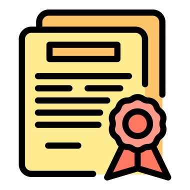 Metni olan yasal kağıt kağıdı ve kırmızı kurdeleli pul, noter konsepti