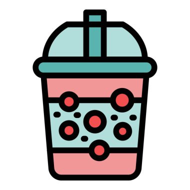 Sosyal medya paylaşımları ve restoran menüleri için ferahlatıcı bir yaz içeceği gösteren boba topları ve pipetli köpüklü çay fincanı