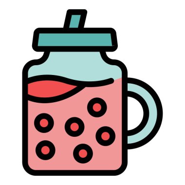 Mason kavanozu tazeleyici bir boba çayı içeceği ile doldurulur ve pipetle kaplanır.