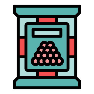 Bir çanta dolusu kuru köpek mamasının basit vektör ikonu, hayvan dükkanları ve evcil hayvan dükkanları için harika.