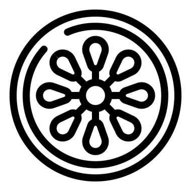 Çiçek desenli dairesel bir süsün basit siyah beyaz çizgisi çizimi, dekorasyon için mükemmel.