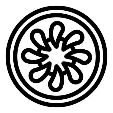 Yaprakların dairesel düzeniyle soyut çiçek şekli simetrik ve dekoratif bir tasarım oluşturur.