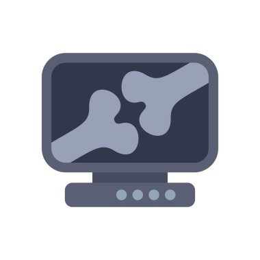 Tıbbi monitör kemiklerin röntgen görüntülerini gösteriyor, teşhis için sağlık hizmetlerinde teknolojinin kullanımını vurguluyor