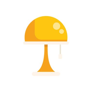 Sarı masa lambası çalışma ya da çalışma için ışık sağlayan çekme düğmesi ile ayakta duruyor