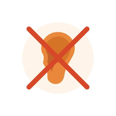 Kızıl haç bir kulağı kapatıyor, sağırlığı ve işitme kaybını simgeliyor.