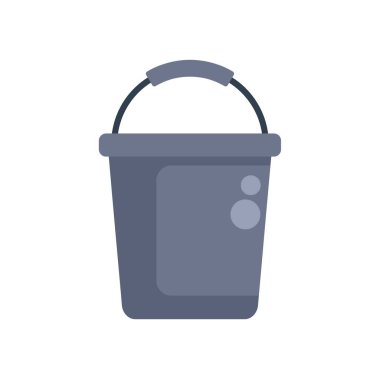 Metal saplı gri plastik bir kovanın, beyaz bir arka planda dikey duran basit bir çizimi.