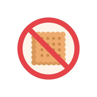 Beslenme kısıtlamalarını, sağlıklı yaşam tarzını ve şekerli yiyeceklerden kaçınmayı temsil eden kurabiye işareti yok.