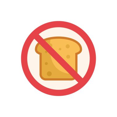 Glütensiz diyet kavramı bir somun ekmeği yasaklı sembolle gösteriyor.